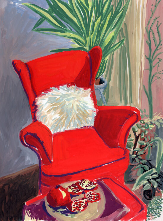 La grenade avec chaise rouge